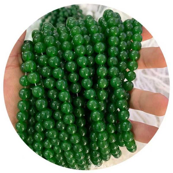 

4-20mm natural green white jade beads bracelet for jewelry making