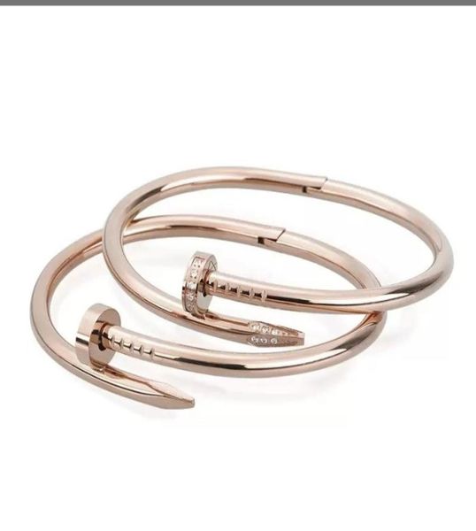 

with box women nail bracelet diamonds designer mens punk bangle bracelet luxury jewelry for lover couples titanium steel gold silv5786980, Black