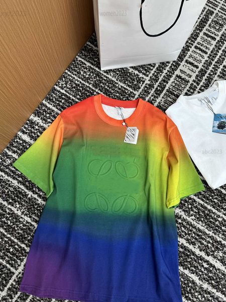 

women designer t-shirt summer short sleeve size s-l colorful halo dyeing design tees round neck girl t shirt july28, White