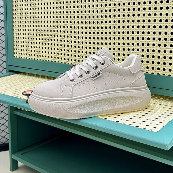 

women designer casual shoes fashion leather platform sneakers girls beige yellow grey outdoor womens lace-up flat sports trainers238 s, Black