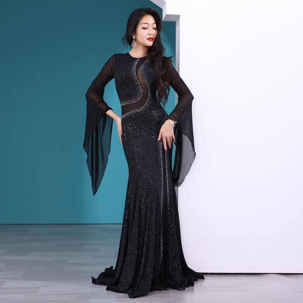 

iraq iiraq hair flick robe dress professional belly dance women's dress khaleegy robe belly dance oriental performance dress, Black;red