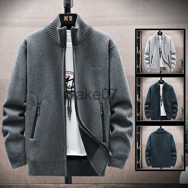 

men's sweaters autumn and winter new men's standing neck chenille embroidered sweater long sleeve knitwear coat j230802, White;black