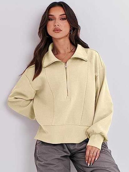 

2023 autumn new women's loose zipper collar long sleeve sweater top, Black