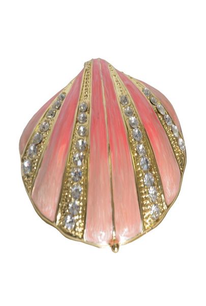 

sea scallop shell animal trinket jewelry ring box novelty gift for her pewter collectible nautical craft decoration8463515, Black;white
