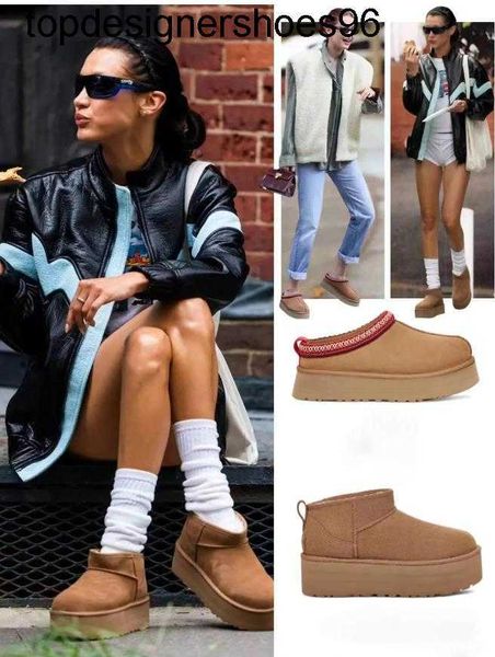 

new 2023 slide shoes designer women tasman slippers autumn winter classics platform boot fashion brand suede warm mens womens boots, Black