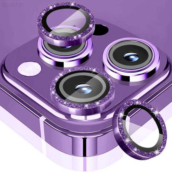 Cell Phone Cases Luxury Metal Glass Camera Lens Protector Case for IPhone 13 11 14 Pro Max 12 Mini 14 Plus IPone 13Pro 14Pro 12Pro Purple Cover L230731