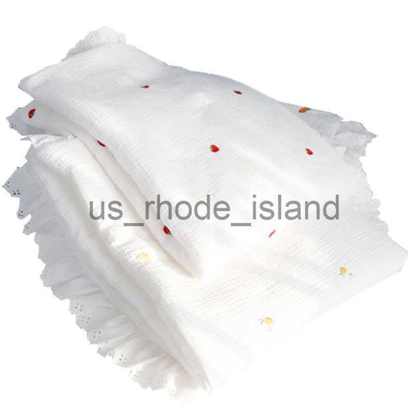 

blankets swaddling winter thick embroidery white muslin cotton blanket with lace baby swaddle baby comforter princess baby receiving blanket