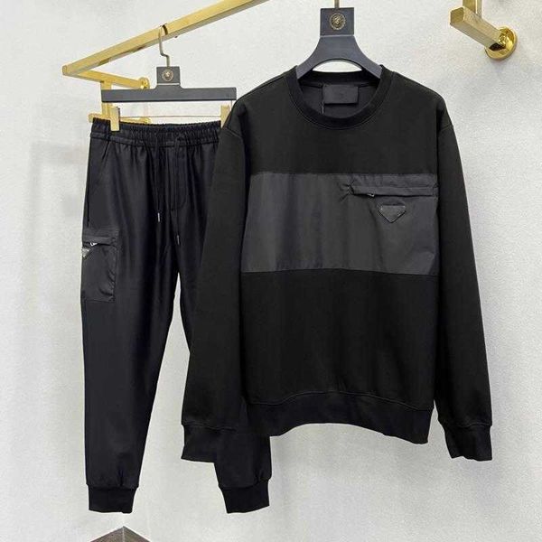 

designer sweater mens sweatshirt pants 2pk classic pd embroidery hoodie sweatpants men women sweaters long sleeve tshirt original quality, Black