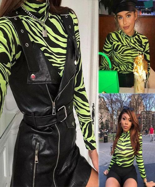 

women039s jumpsuits rompers women ladies zebra print bodysuit bandage mesh long sleeve sheer stretch leotard body clothe5437211, Black;white