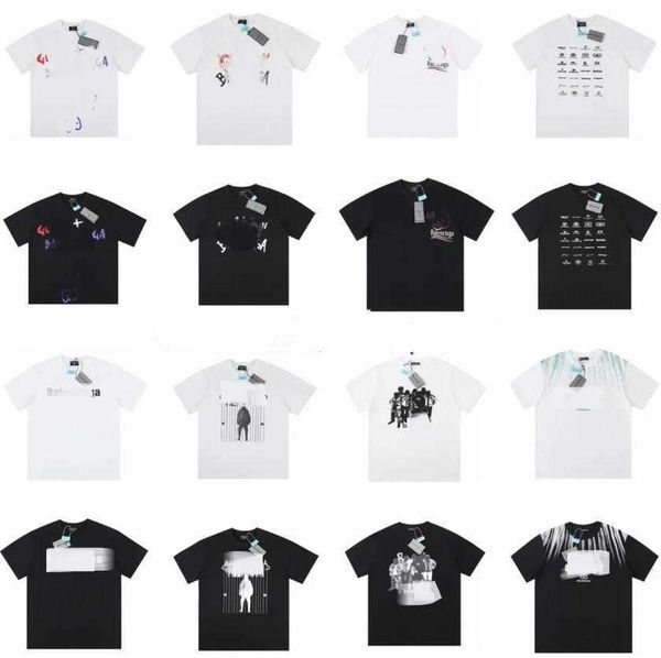 

co branded graffiti letters mens t-shirts designer paris bb cotton short sleeve lootees t-shirts pullover brand men's women's t-sh, White;black