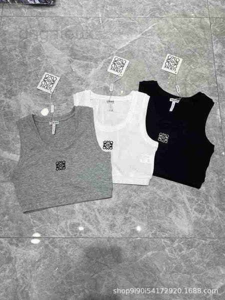 

women's tanks & camis designer summer new small popular fashion brand embroidered short tank on the chest for slim fit versatile style, White