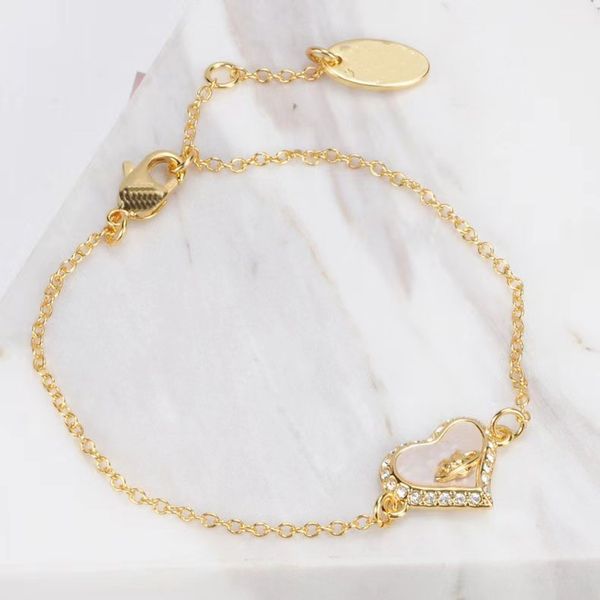 

designer bracelet women 14k yellow mother-of-pearl heart-shaped saturn bracelets luxury famous cjeweler engraved lobster clasp fastening wom, Black