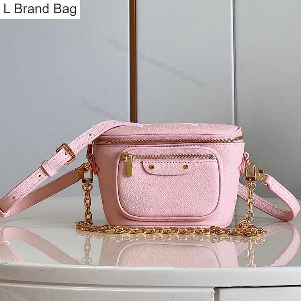 

l bag fashion crossbody mini bum bags leather rendered gradient embossed summer colors detachable chain zipper shoulder chest waist bag 8220, Black