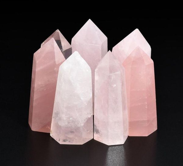 

1pc large 100 natural rock pink rose quartz point healing crystal stone 5060mm and 7075mm handmade home decor gemstone c19021605850109, Black
