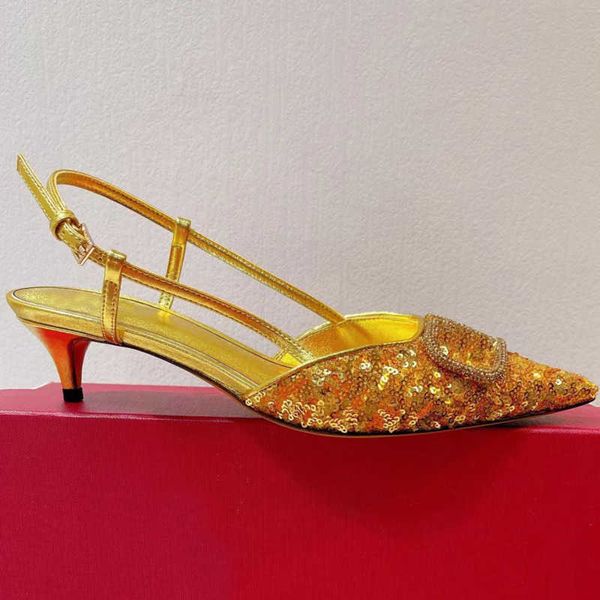 

designer dress shoes back empty pointed toe wrap toe sandals women 4cm cat heel sequins ankle strap high heels fashion party wedding shoes, Black