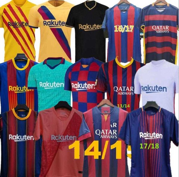 

18 19 20 21 retro barcelona puyol a.iniesta xavi messis soccer jerseys 2014 2015 2016 2017 2018 2019 2021 2022 home neymar jr pique suarez v, White;black