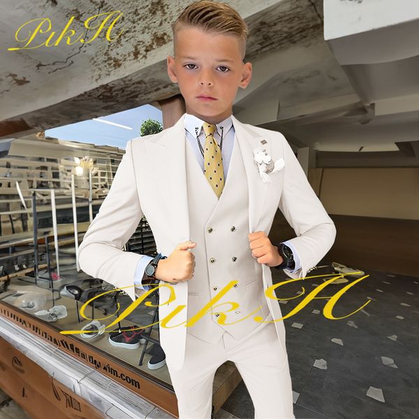 

suits suit for boys ivory jacket pants vest wedding tuxedo three piece formal party dress kids blazer set costume enfant 230801, Black