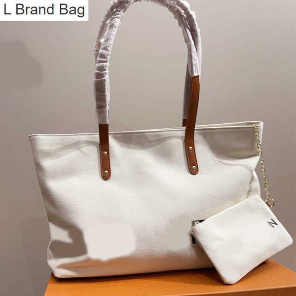 

l bag canvas totes bag travel duffel bags shoulder handbag beach messenger bags fashion letters large capacity plain shopping pocket with co, Black