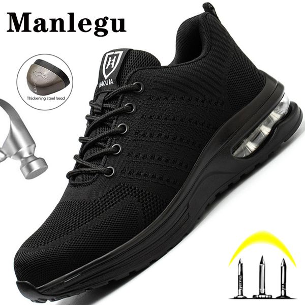 

safety shoes safety shoes men women work safety boots steel toe shoes puncture-proof air cushion work sneakers lightweight men work shoes 23, Black;brown