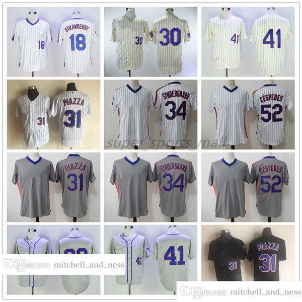 

vintage movie baseball wears jersey 52 yoenis cespedes 18 darryl strawberry 30 michael conforto 1969 31 mike piazza 41 tom seaver men women, Blue;black