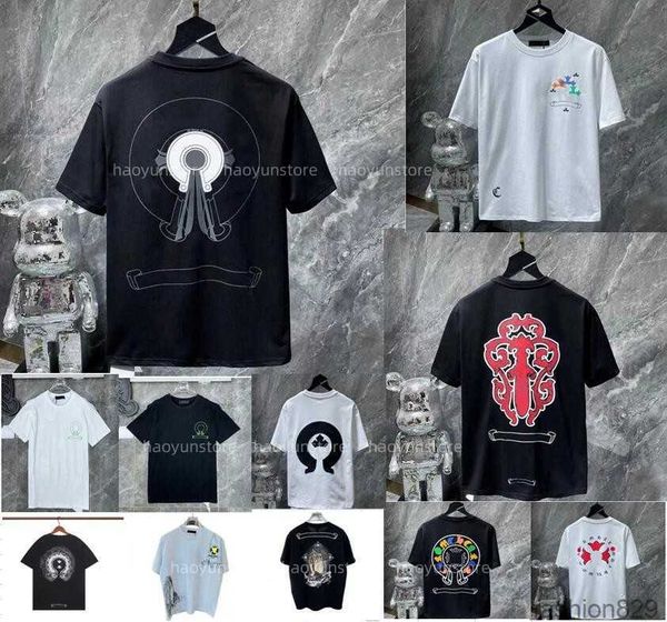 

ch men's t-shirts ch fashion t shirt designer classic summer brand neck short sleeve sanskrit letter pullover t-shirt horseshoe cross p, White;black