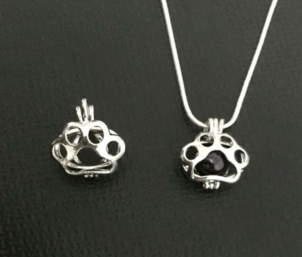 

paw print locket pendant mountings can put into a 78 mm pearl gem bead cage pendant diy necklace bracelet accessories cute lovely4730782, Silver
