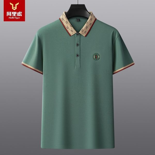 

men's polos spring and summer thin embroidery straight tube breathable short sleeve business casual men's stock solid color polo s, White;black