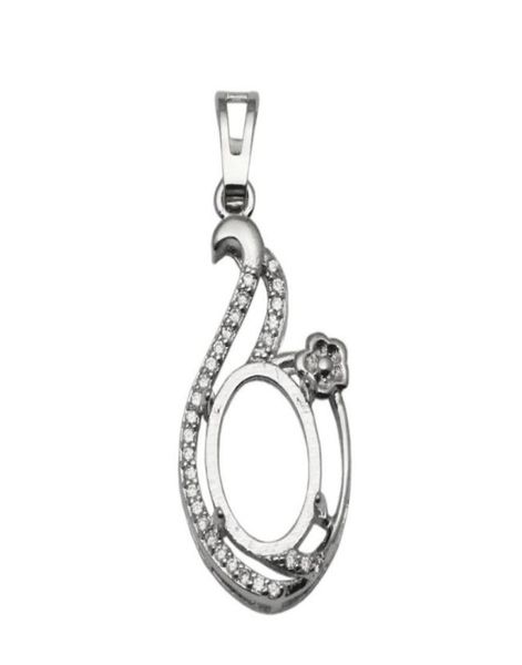 

beadsnice 8x13 mm oval cut vintage style semi mount silver 925 dangle pendant setting wedding pendant necklace handmade id 340638746242, Slivery;crystal