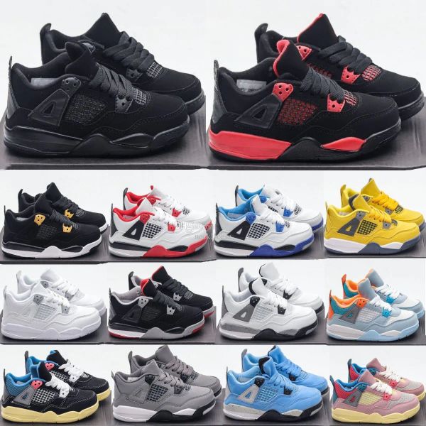 

basketball kids shoes 4 4s sneakers boys black cat military girls trainers baby kid youth toddler running shoe children bred sneaker fire re