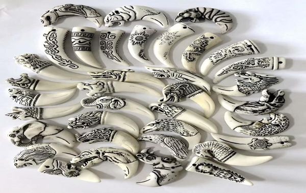 

20 pcs imitation bone pendant necklace yak bone hawaiian jewelry4212948, Silver