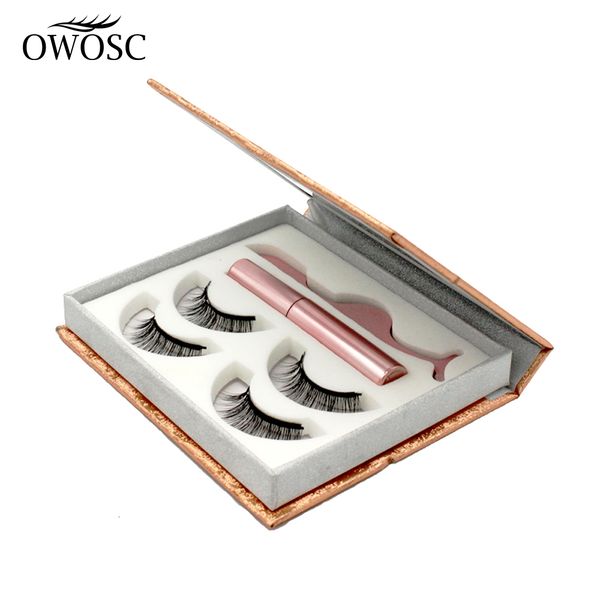 

false eyelashes owosc 3d mink eyelash magnetic magnet eyeliner waterproof liquid long lasting lash makeup tool custom box 230801