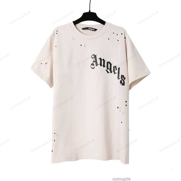 

mens shirts womens t shirt plam designer angels ripped vintage shirts large size cotton casual crewneck clothes short sleeve luxury hip hop, White;black