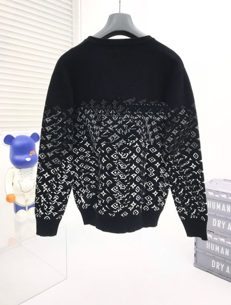 

22ss men's round neck knit sweater pullover sweatshirt fashion print embroidery long sleeve pullover casual sports wear round neck hood, White;black