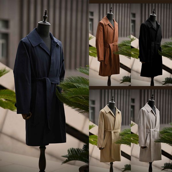 

vintage men overcoat long trench coat new jacket mens business casual windbreak coats autumn outwear custom made, Black;gray