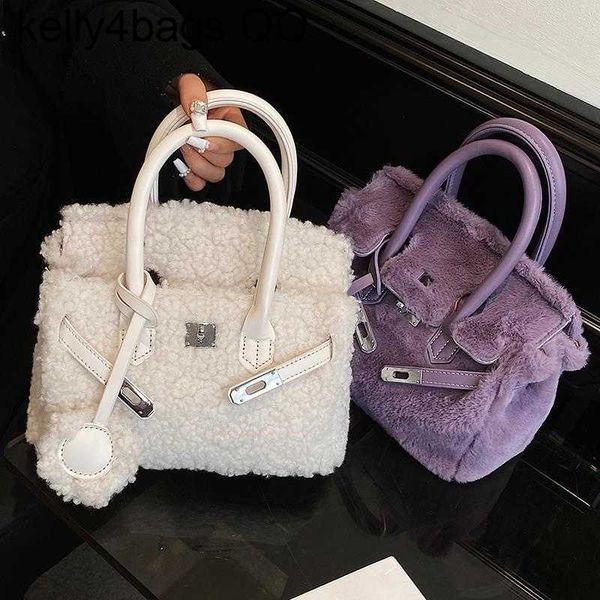 

designer bags h ermess birkins 5a genuine leather wool for women in autumn and fashion cross body purple fur