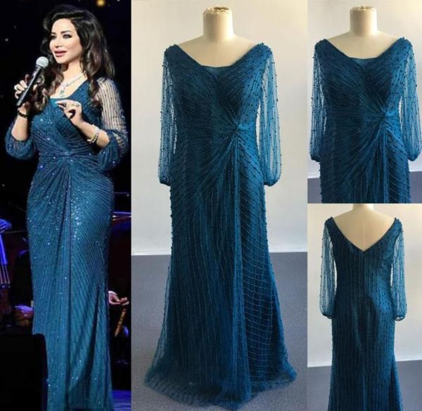 

2017 middle east evening dresses major beaded sheer sheath long sleeve v neck floor length celebrity evening gowns3989966, Black;red