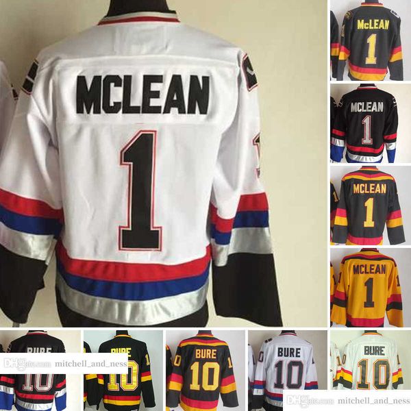 

1970-1999 movie retro ccm hockey jersey embroidery 1 kirk mclean 10 pavel bure vintage jerseys for man, Black;red