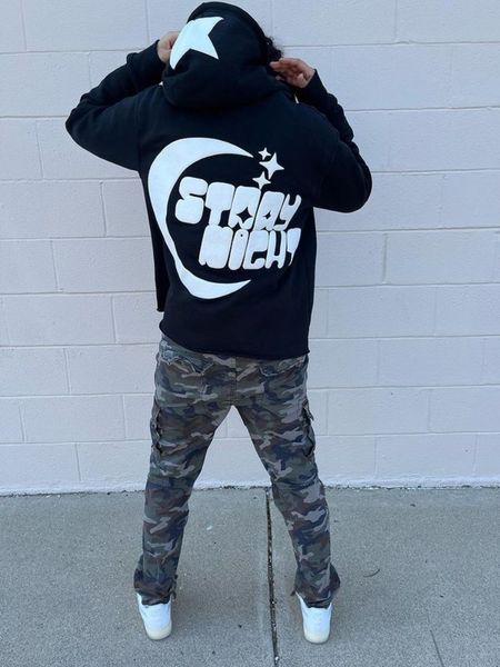 

men's hoodies sweatshirt star letter print y2k clothes autumn retro long sleeve oversized sweatshirts male harajuku hiphop hooded jacke, Black