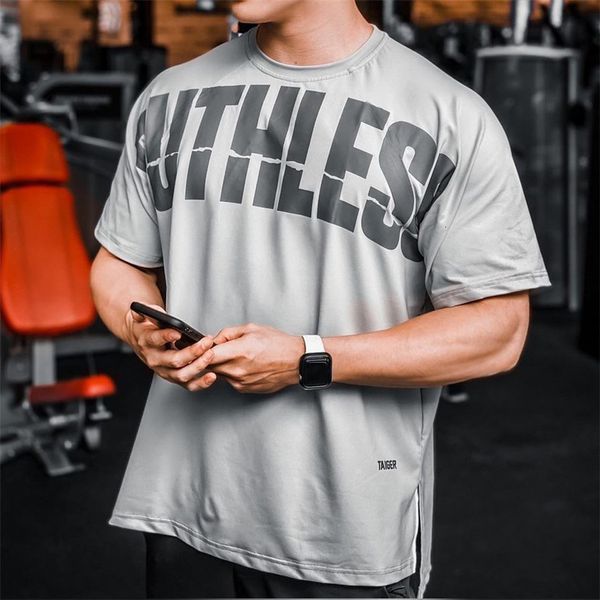 

men's t-shirts oversize t-shirt mens dropped shoulder short sleeve fitness t shirt men summer mesh loose gym clothing bodybuilding tee, White;black