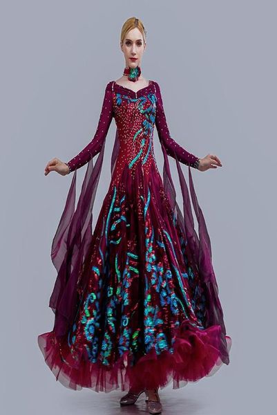 

stage wear sequin ballroom competition dance dress big swing women performance modern waltz standard costumes8032053, Black;red