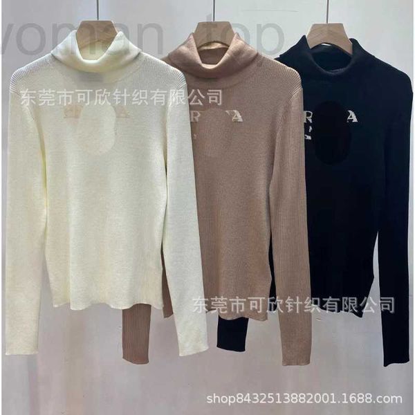 

women's polos designer p family knitted high neck long sleeve bottom sweater wool thin slim letter 2023 early autumn new nfzw, White