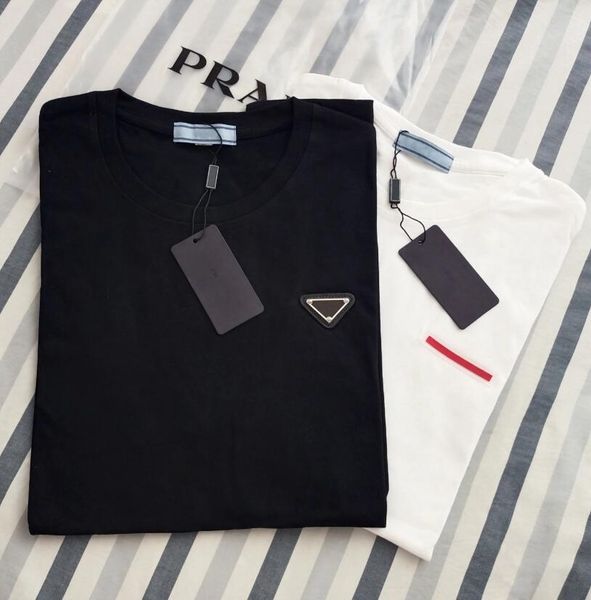 

designer pra triangle luxury brand t shirt red with letters new shirts man woman casual fashion clothing black white tees summer round neck, White;black