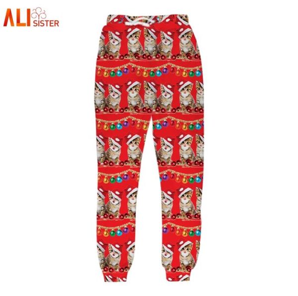

whole alisister christmas pants men women 3d printed galaxy cats trousers funny sweatpants casual sweat pants joggers 3875503, Black