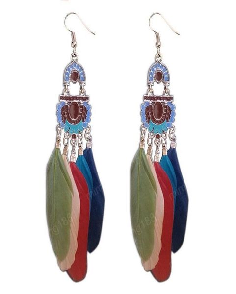 

personalized long feather earrings female bohemian tassel earrings ethnic style jewelry explosion accessories7145272, Silver