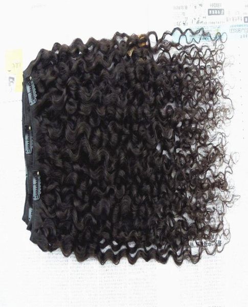 

new style brazilian virgin curly hair weft clip in unprocessed curl natural black color human extensions beayty hair7683069, Black;brown