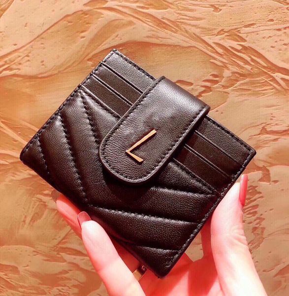 

wholesale coin purse card bag hand clutch bags cross grain cowhide real leather two folded purse internal zipper letter pattern hot, Red;black