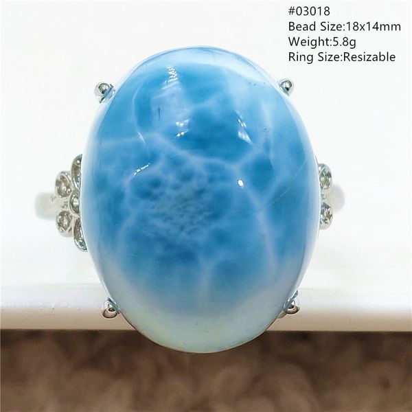 

wedding rings natural blue larimar gemstone adjustable ring oval 925 sterling silver dominica women water pattern aaaaaa 230802, Slivery;golden