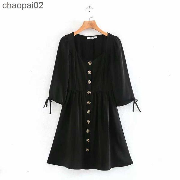 

2020 women casual dresses clothing a line black red girl dress single-row fastening belt small girls seven-minute short skirt summer, White;black