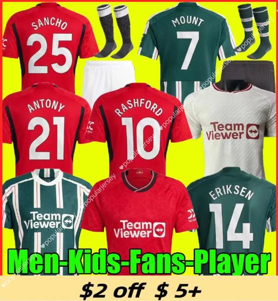 

3XL 4XL 23 24 RASHFORD MOUNT soccer jerseys SANCHO Antony Martinez Casemiro Eriksen 2023 football shirt fans player MANS UTDs B. FERNANDES MANCHESTERS men kids kit, 23 24 men away