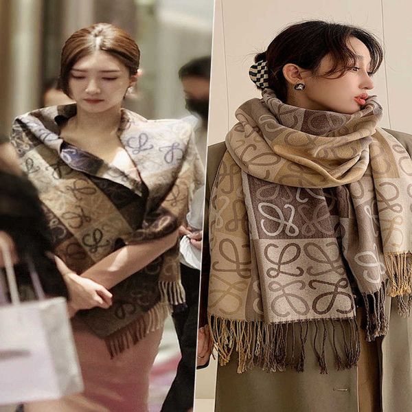 

classic designer new imitation cashmere scarf for women's live broadcast in autumn and winter korean version thickened double-sided war, Blue;gray
